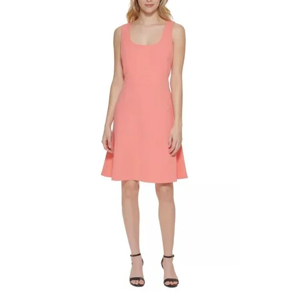 tommy hilfiger sleeveless fit & flare dress Tommy Hilfiger Women's Sleeveless V-Neck Hopsack Fit and Flare Dress with Fringe Trim